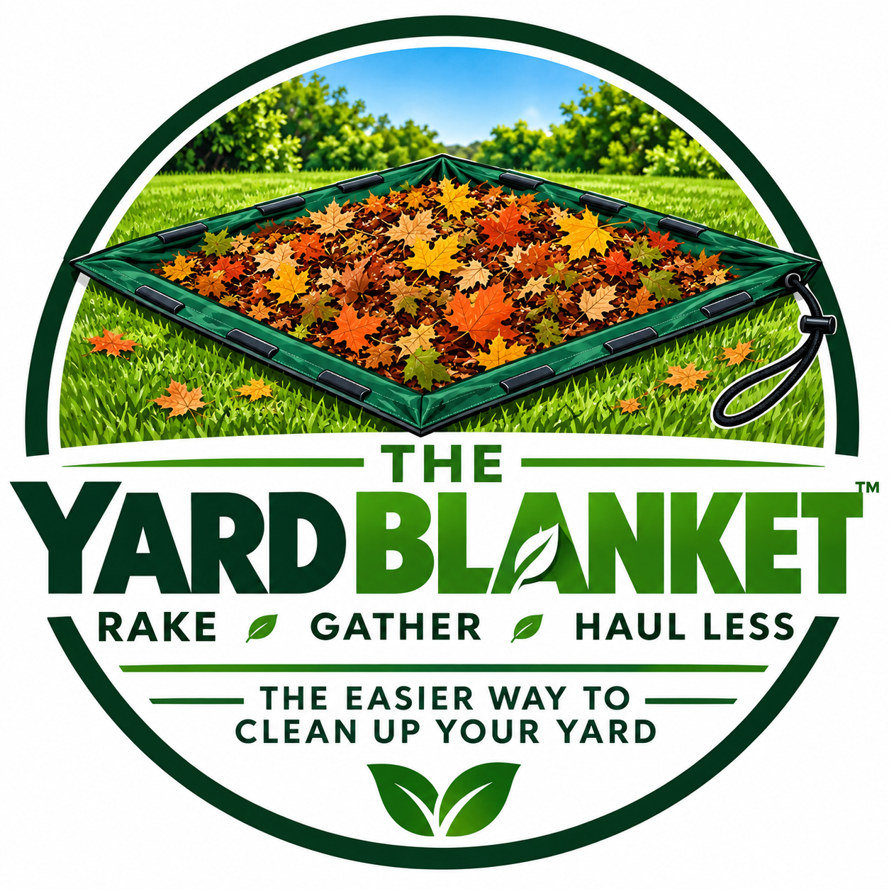 Yard Blanket original emblem — the easier way to clean up your yard
